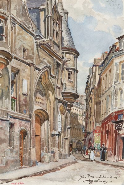 Main Product Photo of L'Hotel de Sens, 1 rue du Figuier, en 1898, 4eme arrondissement  Painting by Frederic Houbron
