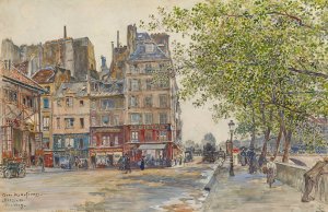 Quai des Orfevres. Paris. 1906 by Frederic Houbron Oil Painting
