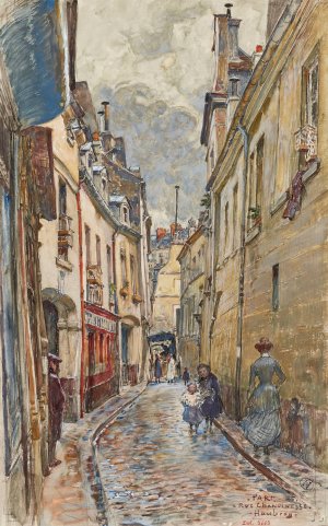 Rue Chanoinesse, en 1905. 4eme arrondissement by Frederic Houbron Oil Painting