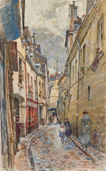 Main Product Photo of Rue Chanoinesse, en 1905. 4eme arrondissement  Painting by Frederic Houbron