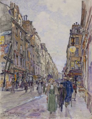 Rue de Bretagne, en 1908. 3eme arrondissement by Frederic Houbron Oil Painting