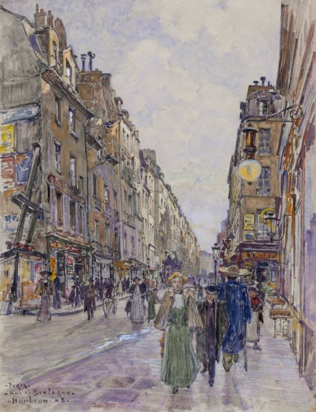 Main Product Photo of Rue de Bretagne, en 1908. 3eme arrondissement  Painting by Frederic Houbron