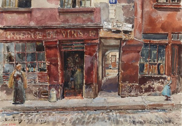 Main Product Photo of rue de l'Hotel-de-Ville, en 1899. 4eme arrondissement  Painting by Frederic Houbron