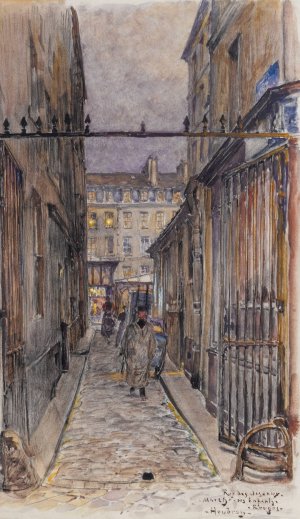 Rue des Oiseaux, Marche des Enfants-Rouges, le soir. 3eme arrondissement by Frederic Houbron Oil Painting
