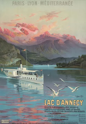 Le Lac d'Annecy, Paris-Lyon-Mediterranee by Frederic Hugo D' Alesi Oil Painting