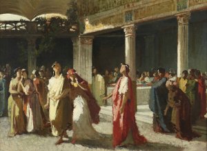 Dramatic Scene in a Court by Frederic Leighton Oil Painting