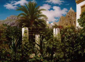 Garden of an Inn, Capri Oil painting by Frederic Leighton