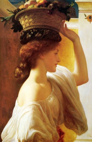 Girl with a basket of fruit Date Oil painting by Frederic Leighton