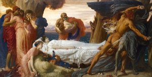 Hercules Wrestling With Death For The Body Of Alcestis by Frederic Leighton Oil Painting