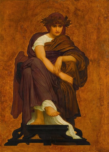 Mnemosyne, Mother of the Muses by Frederic Leighton - Hand-Painted Oil Painting Reproduction