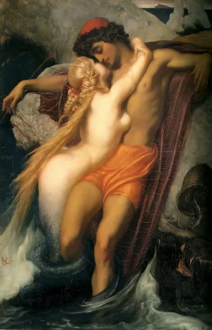 The Fisherman And The Syren by Frederic Leighton Oil Painting