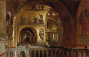 The Interior of St Mark's Basilica, Venice by Frederic Leighton Oil Painting