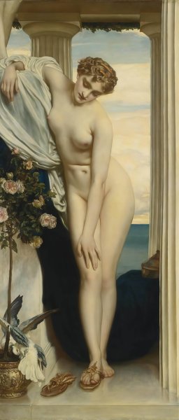 Venus Disrobing For The Bath by Frederic Leighton Oil Painting