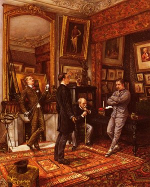 Avant Le Duel, Jeune Homme Chez Le Maitre D'Armes by Frederic Regamey Oil Painting
