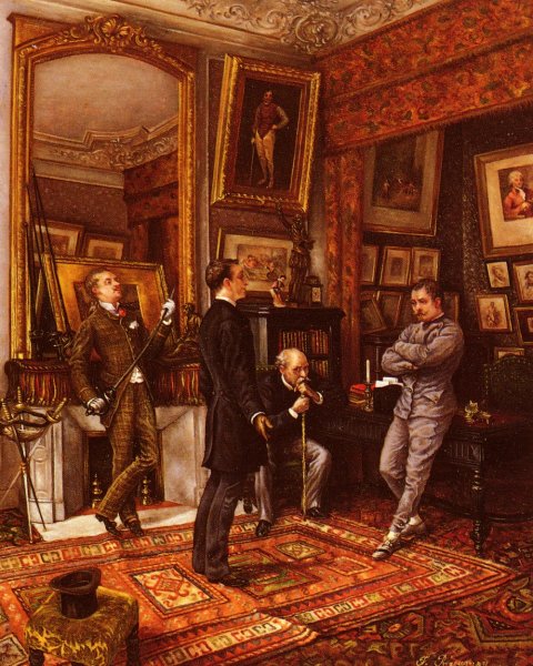Main Product Photo of Avant Le Duel, Jeune Homme Chez Le Maitre D'Armes Painting by Frederic Regamey