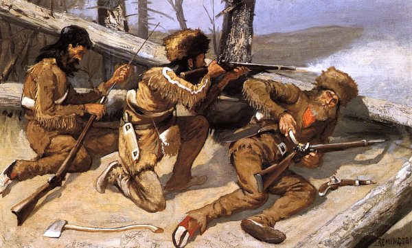 Main Product Photo of A Brush with the Redskins Painting by Frederic Remington