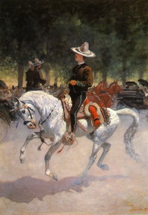 A Dandy on the Paseo de la Reforma, Mexico City by Frederic Remington Oil Painting