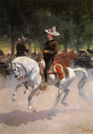 A Dandy on the Paseo de la Reforma, Mexico City Oil painting by Frederic Remington