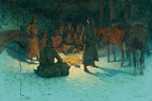 A Halt In The Wilderness by Frederic Remington Oil Painting