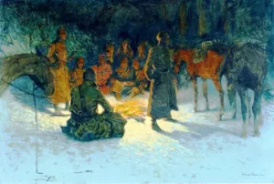 A Halt in the Wilderness by Frederic Remington - Oil Painting Reproduction