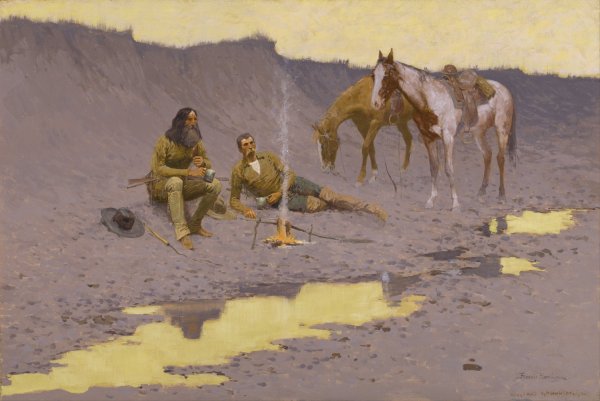 A New Year On The Cimarron by Frederic Remington - Hand-Painted Oil Painting Reproduction