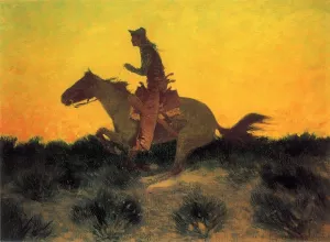 Against the Sunset by Frederic Remington - Oil Painting Reproduction