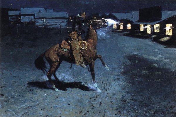 Main Product Photo of An Arguement with the Town Marshall Painting by Frederic Remington