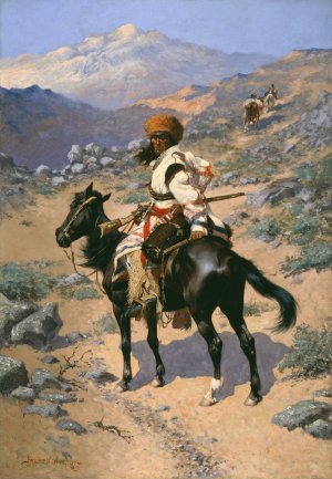 An Indian Trapper by Frederic Remington Oil Painting