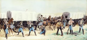 Attack on the Supply Train by Frederic Remington Oil Painting