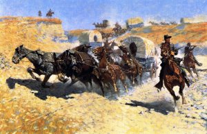 Attack on the Supply Wagons by Frederic Remington Oil Painting