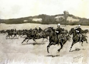 Battery K at Drill in the Berkshire Hills, Massachusetts by Frederic Remington Oil Painting