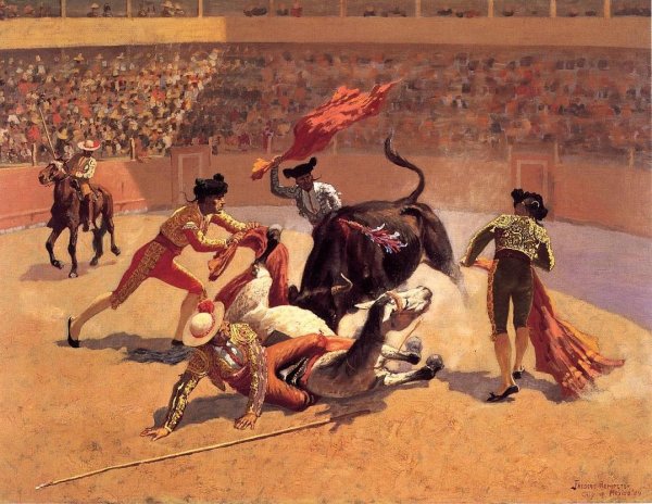 Main Product Photo of Bull Fight in Mexico Painting by Frederic Remington