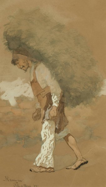 Carrying Fodder  by Frederic Remington - Hand-Painted Oil Painting Reproduction
