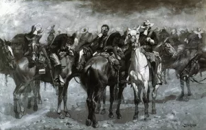 Cavalry in an Arizona Sandstorm by Frederic Remington - Oil Painting Reproduction