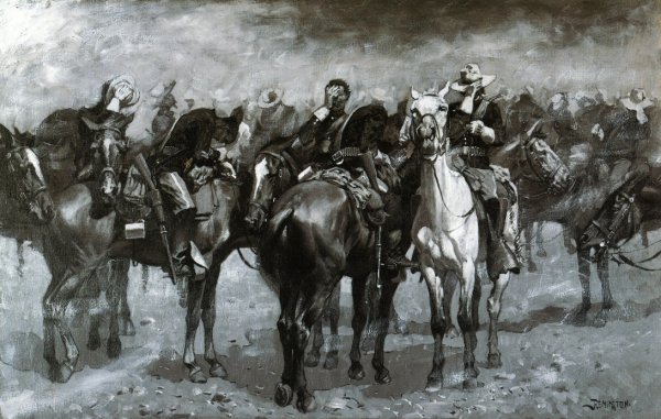 Main Product Photo of Cavalry in an Arizona Sandstorm Painting by Frederic Remington