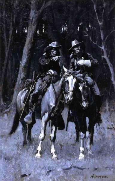 Main Product Photo of Cheyenne Scouts Patrolling the Big Timber of the North Canadian, Oklahoma Painting by Frederic Remington
