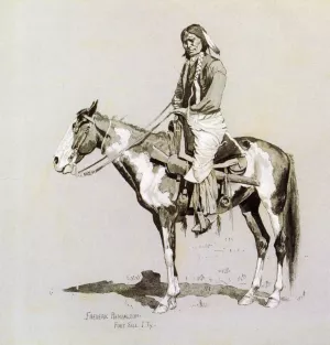 Commanche on Horseback Oil painting by Frederic Remington