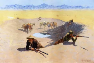 Fight for the Water Hole Oil painting by Frederic Remington