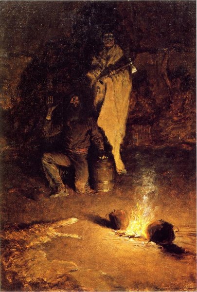 Main Product Photo of Guard of the Whiskey Trader Painting by Frederic Remington