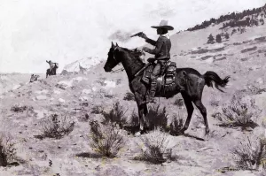 He was the Law' (also known as Billy the Kid) painting by Frederic Remington