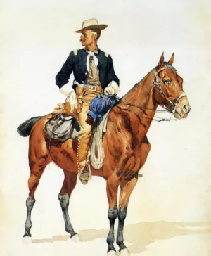 Lieutenant S. C. Robertson, Chief of the Crow Scouts by Frederic Remington - Oil Painting Reproduction