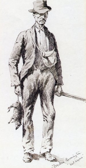 Native Sportsman (also known as The 'Possom Hunter') Oil painting by Frederic Remington