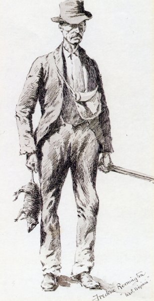 Main Product Photo of Native Sportsman (also known as The 'Possom Hunter') Painting by Frederic Remington