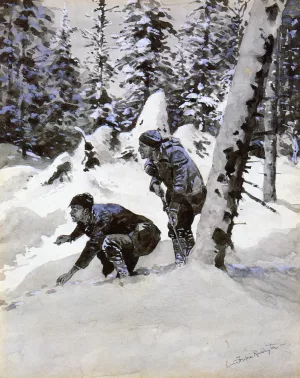On the Caribou Tracks painting by Frederic Remington