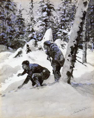 On the Caribou Tracks by Frederic Remington Oil Painting