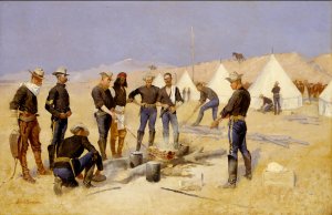 Roasting the Christmas Beef in a Cavalry Camp by Frederic Remington Oil Painting
