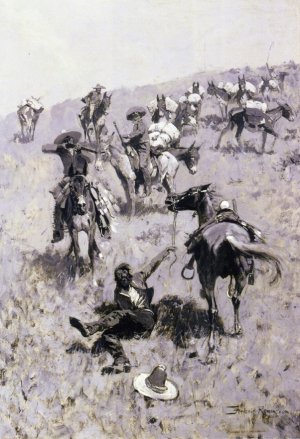 Smuggler Atacked by Mexican Customs Guards Oil painting by Frederic Remington