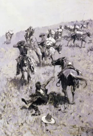 Smuggler Atacked by Mexican Customs Guards by Frederic Remington - Oil Painting Reproduction