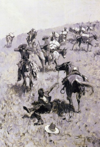 Main Product Photo of Smuggler Atacked by Mexican Customs Guards Painting by Frederic Remington