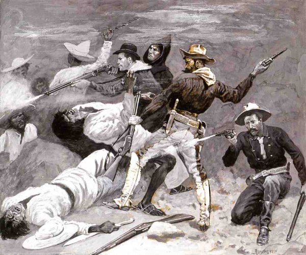 The Fight in the Canyon by Frederic Remington - Hand-Painted Oil Painting Reproduction